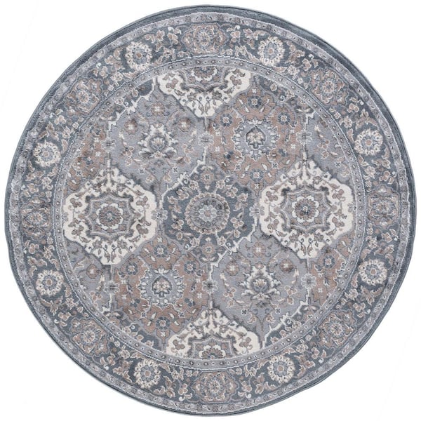 Madison Oriental Gray 8 ft. Round Indoor Area Rug