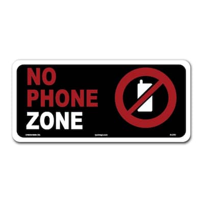 9 in. x 3 in. No Phone Zone Sign Printed on More Durable Thicker Longer Lasting Styrene Plastic