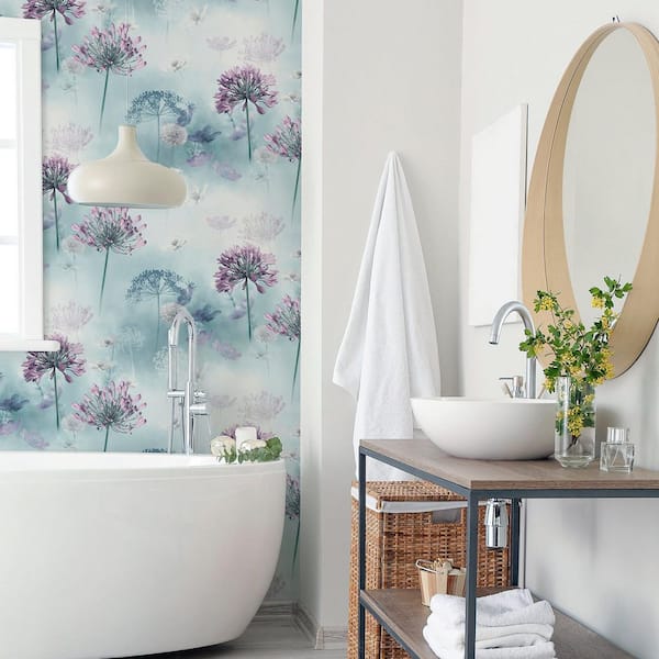 Lucille Light Blue Spring Meadow Wallpaper