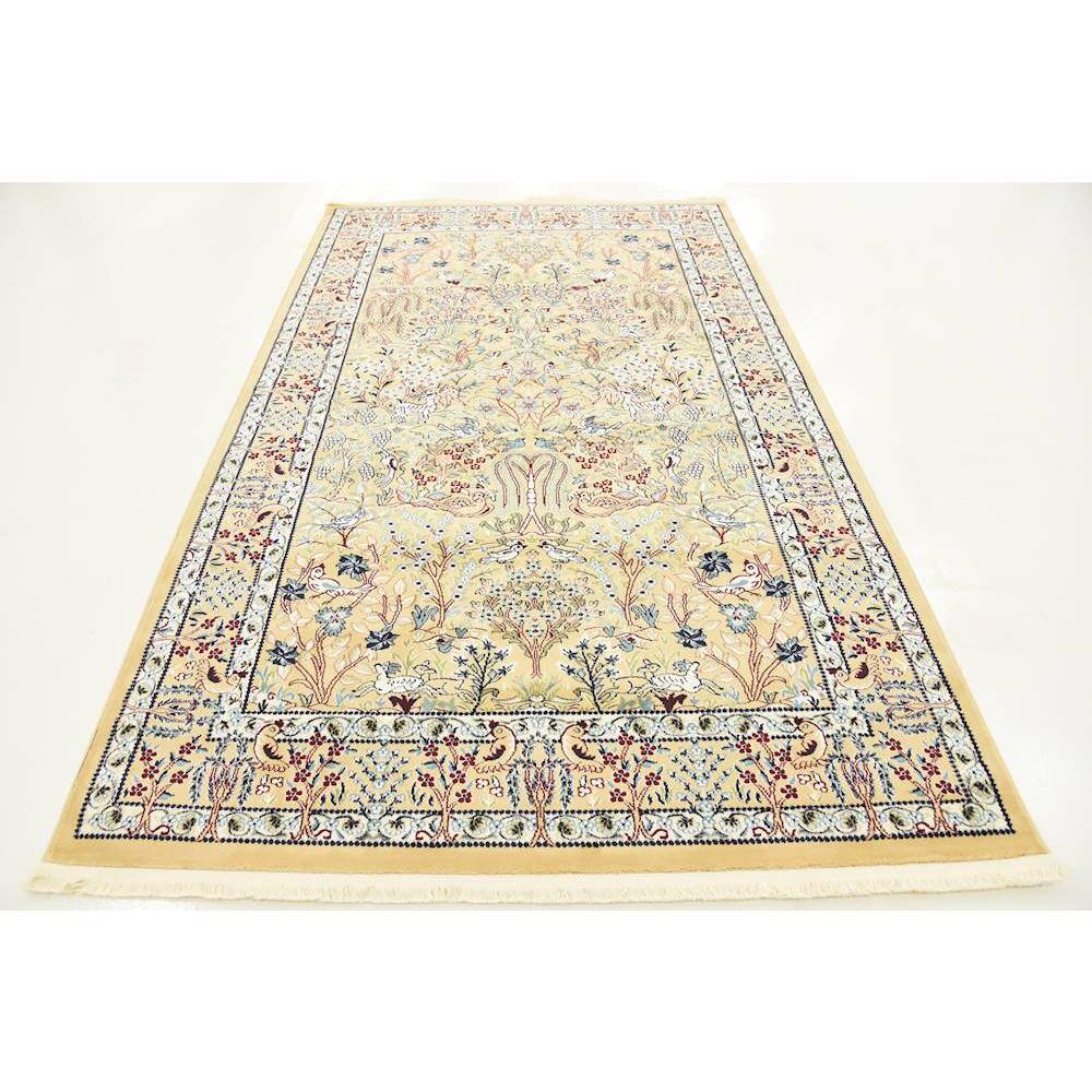 Beige Rectangular Synthetic Easy-Care Stain-Resistant Rug