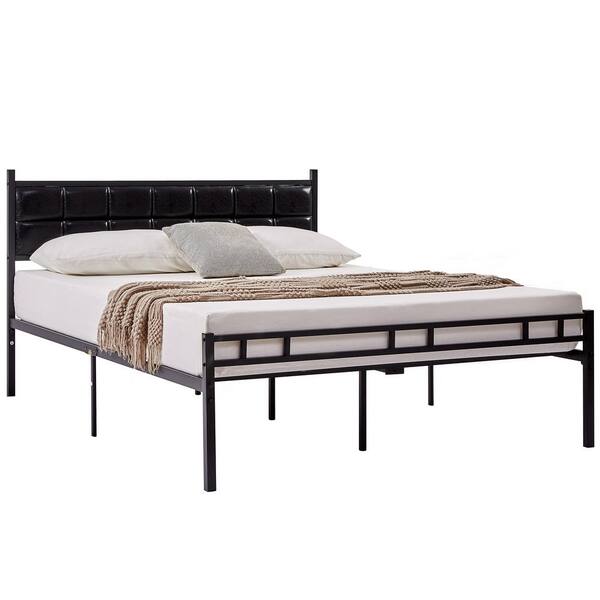 VECELO Heavy-Duty Bed Frame Black Metal Frame Queen Platform