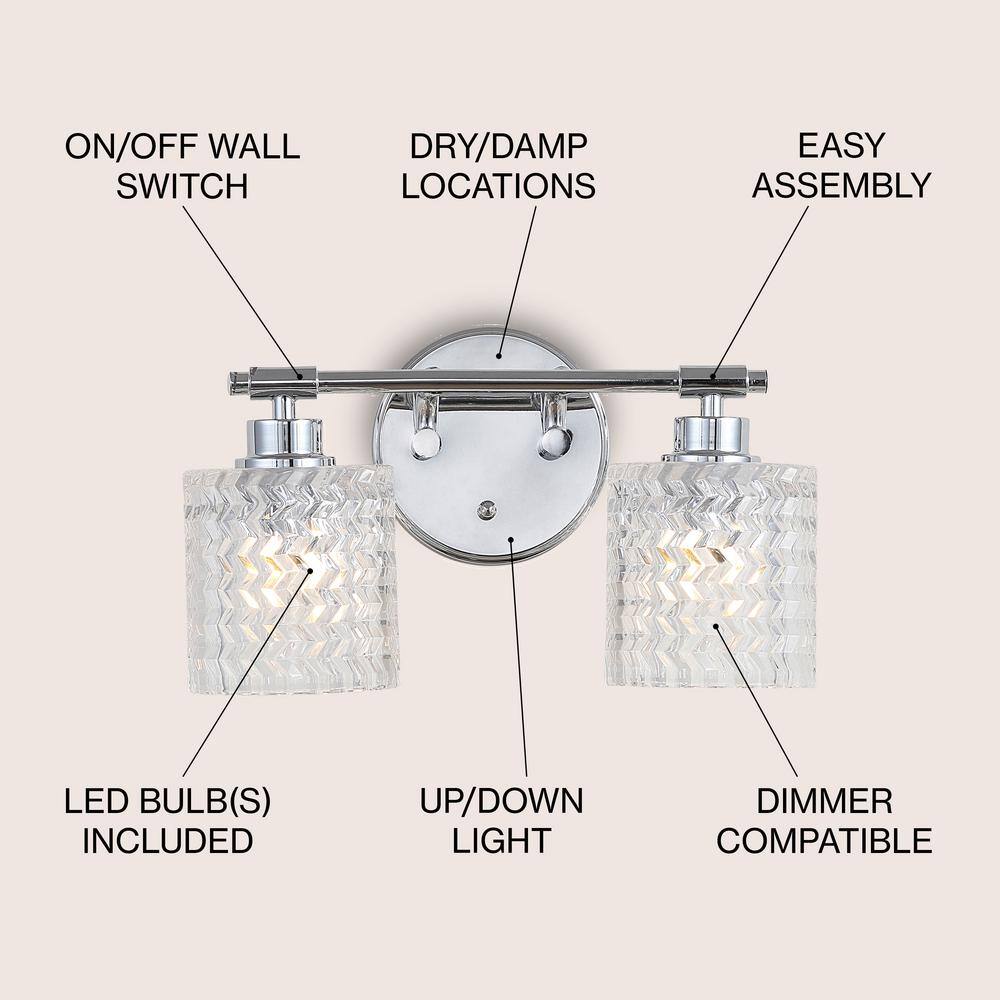 Elegant Chrome Cylinder 13" LED Vanity Wall Light with Dimmable Edison Bulbs