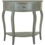 Jan Demilune 33 in. French Gray Standard Half Moon Wood Console Table with Drawers