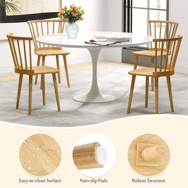 Costway Natural Wood Windsor Dining Chairs with High Spindle Back