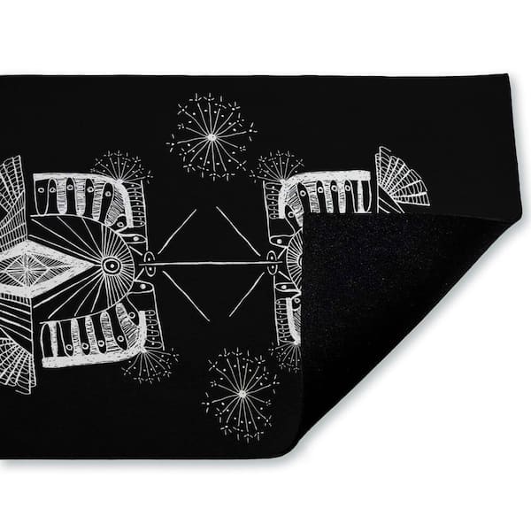 Geometric Fractal Elements White 18 in. x 30 in. Polyester Non-Slip Outdoor Door Mat