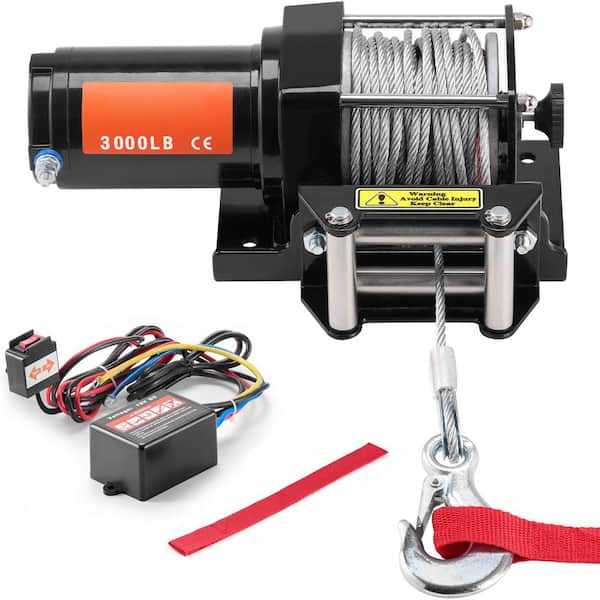 SKYSHALO Electric Winch, 3000 lbs. Line Pull Capacity, 12V DC ATV/UTV Winch with Φ3/16 in. x 39 ft. 7 Strands, IP55 Waterproof