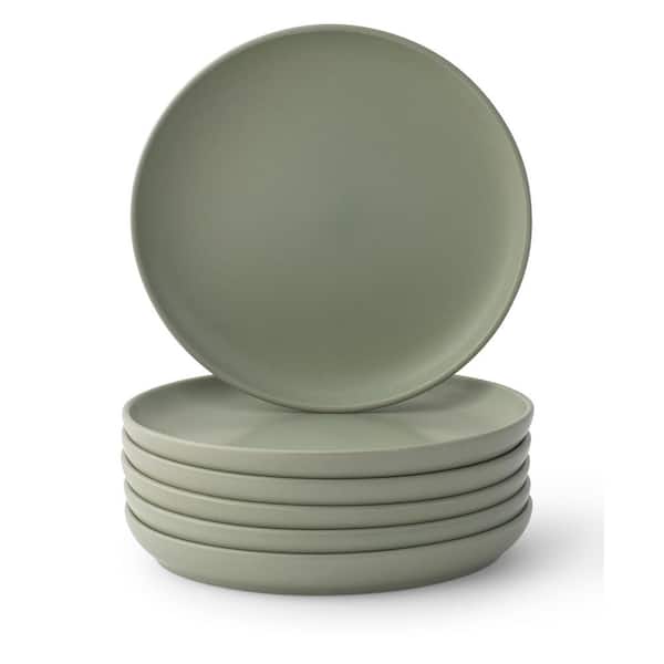 JoyJolt 6pc Stoneware 8 in. Salad plate set-Desert Sage Green