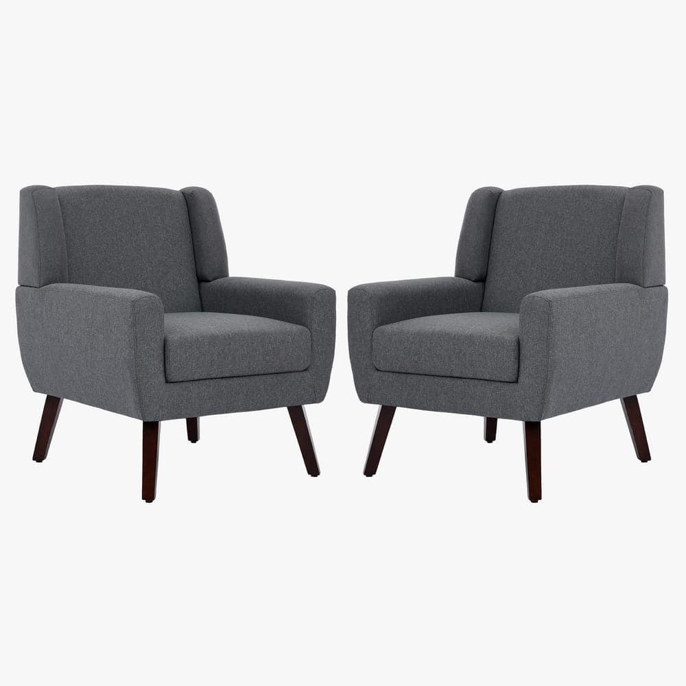 Uixe Contemporary Gray Wood Frame Linen Upholstered Accent Arm