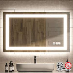 40 in. W x 24 in. H Rectangular Frameless Wall Bathroom Vanity Mirror with Backlit and Front Light
