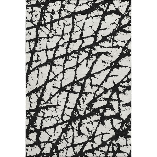 Addison Rugs Mayfield Premium Machine Washable Abstract AMF972 Black 2 ft. 6 in. x 3 ft. 10 in. Area Rug