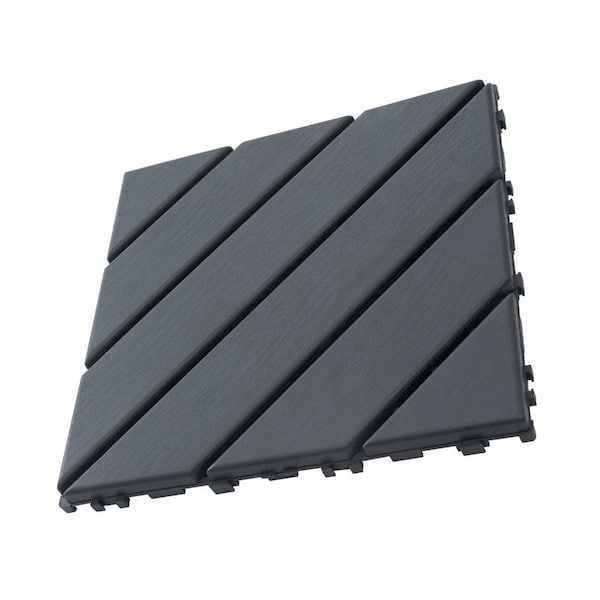 Outdoor 1 ft. x 1 ft. Composite Interlocking Tile Deck Tile in Gray (27 Per Box)