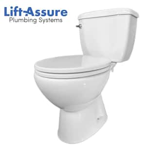 Rear Outlet P-trap 2-piece 1.28 GPF Dual Flush Round Toilet in White, Seat Included