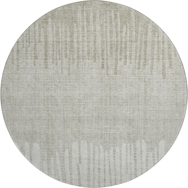 Mayfield Premium Machine Washable Abstract AMF2135 Putty 8 ft. x 8 ft. Round Rug