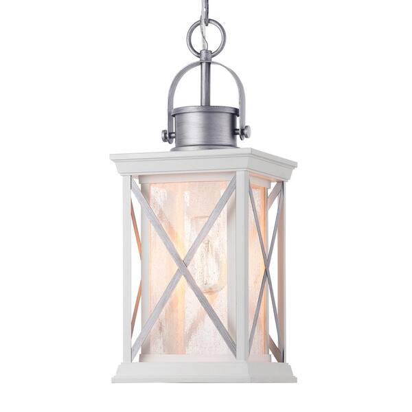 white hanging porch light