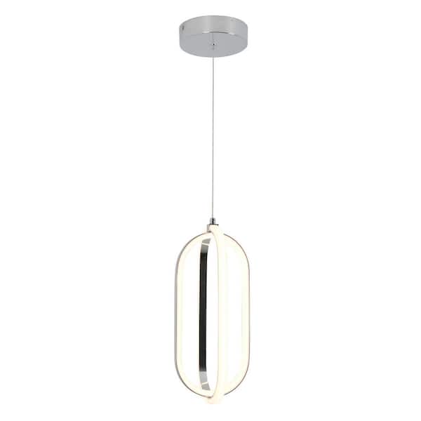 Arlo 24-Watt 1 Light Chrome Modern Integrated LED Mini Pendant Light Fixture for Kitchen Island