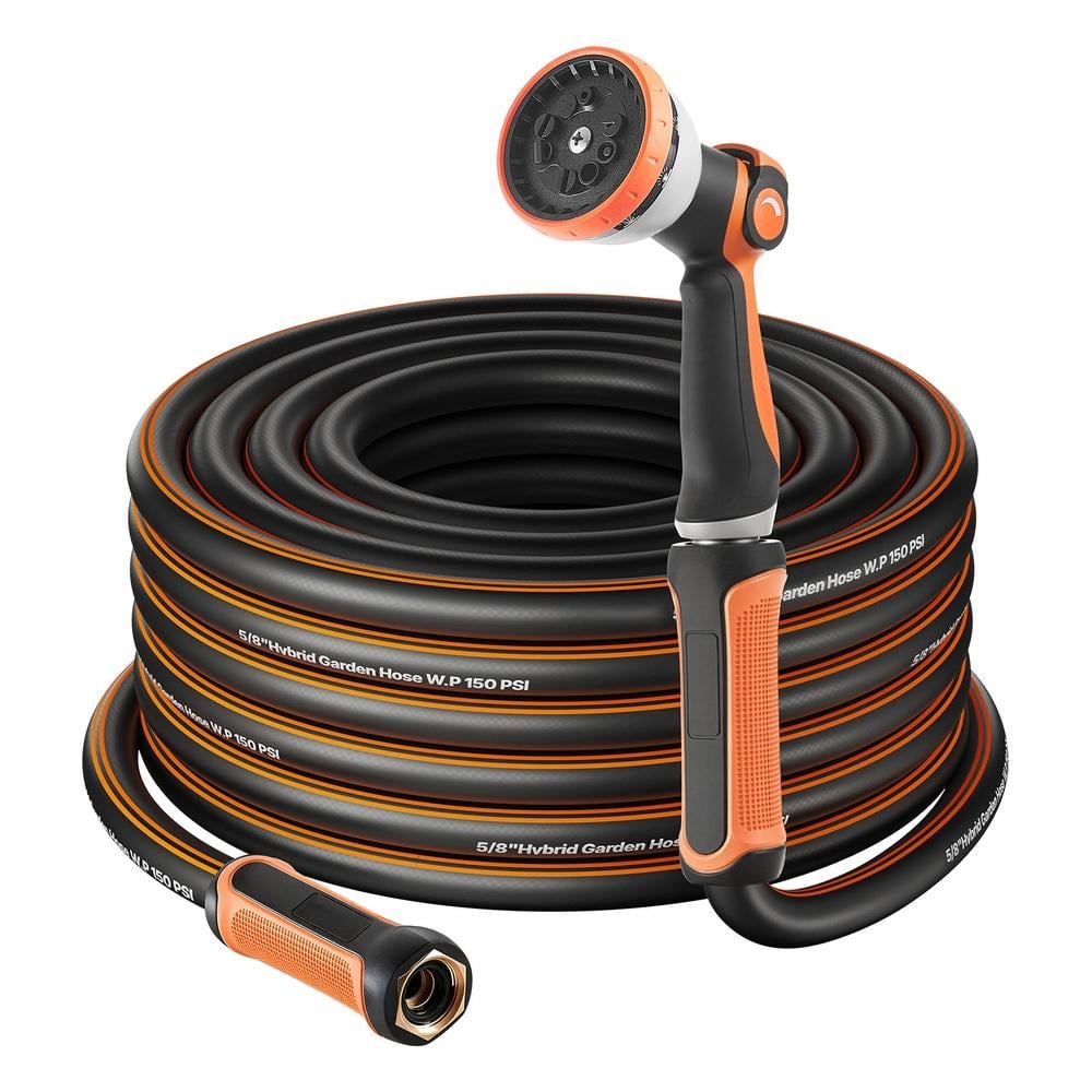 150 ft. x 5/8 in. Heavy-Duty 4-Layer Rubber Garden Hose, 360° Swivel Ends, 3/4 in. Fittings & 10-Pattern Nozzle price history on PriceWatchPro