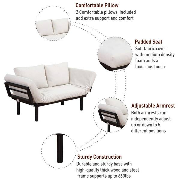 Homcom Single Person 3 Position Convertible Chaise Lounger Sofa