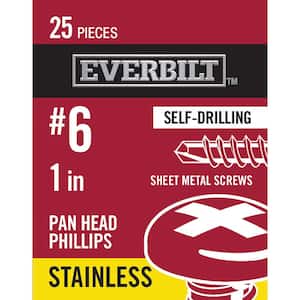 #6 x 1 in. Stainless Steel Phillips Pan Head Sheet Metal Screw (25-Pack)