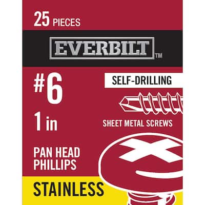 #6 x 1 in. Stainless Steel Phillips Pan Head Sheet Metal Screw (25-Pack)
