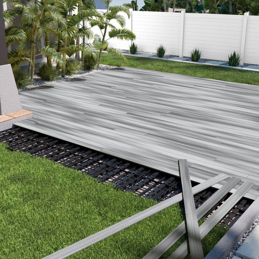 Gray Composite Water-Resistant Outdoor Interlocking Deck Kit