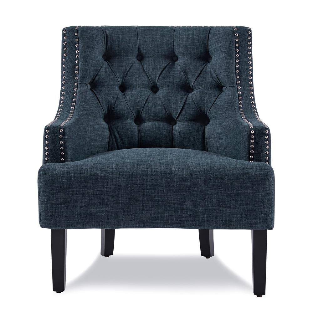 Indigo Transitional Accent Chair with Nailhead Trim and Tufted Back