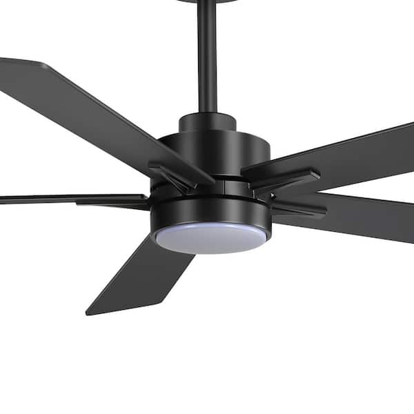 Charlie 52 in. Integrated LED Indoor All-Black Ceiling Fan with Light and Remote Control Included