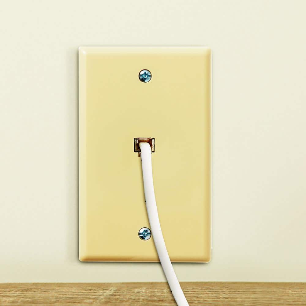 Ivory Single Gang Plastic Telephone Jack Wall Plate, 5-Pack