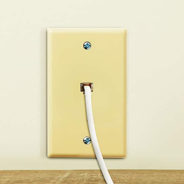 Ivory 1-Gang Telephone Data Jack Wall Plate, 6P4C, for RJ11 telephone cables, Single Port (5-Pack)