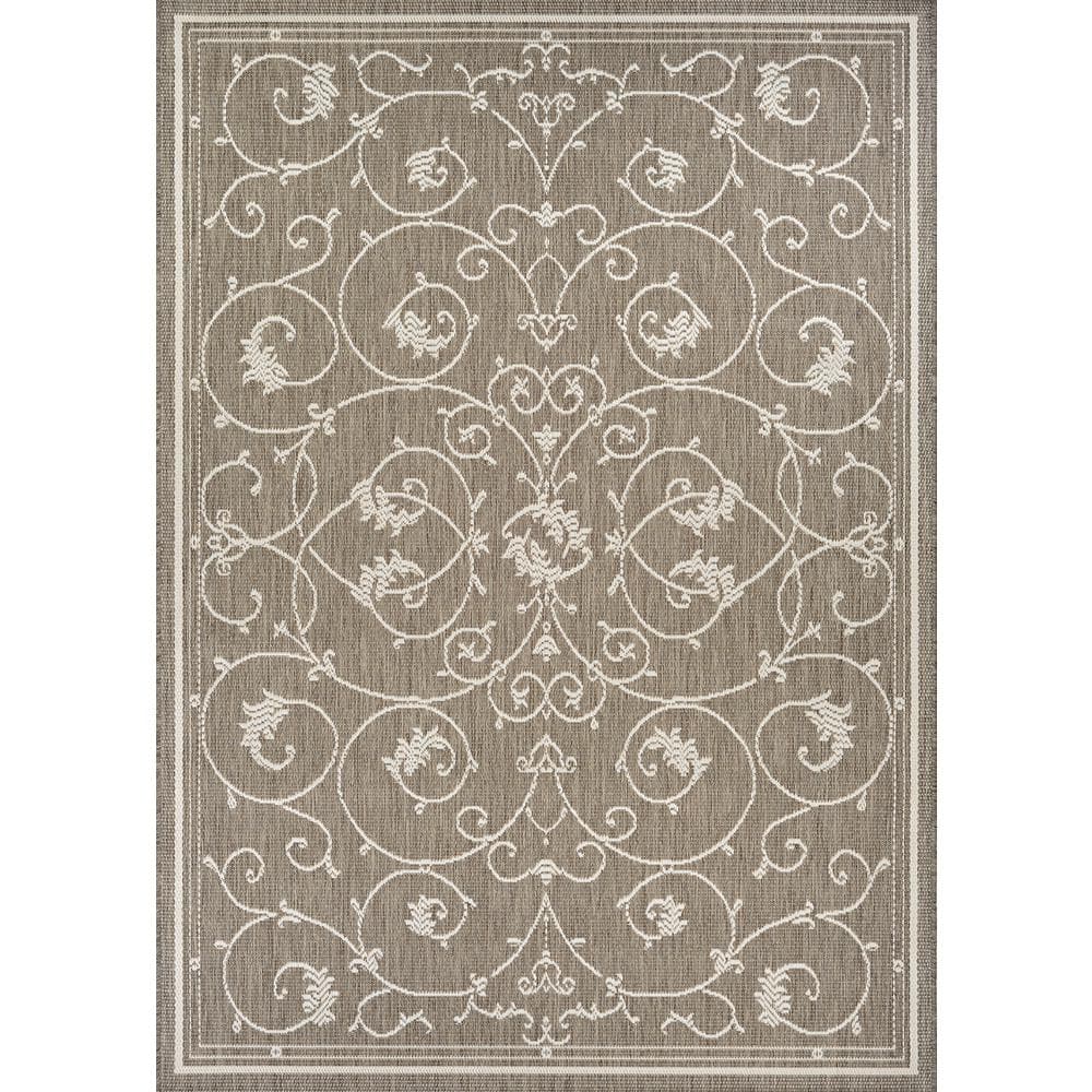 Recife Veranda Ivory-Taupe 5 ft. x 8 ft. Flatwoven Floral Rectangle Indoor/Outdoor Area Rug price history on PriceWatchPro