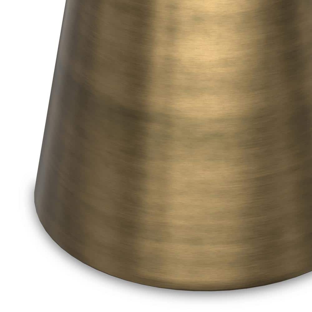 Leyla 16" Antique Brass Metal Side Table with White Marble Top