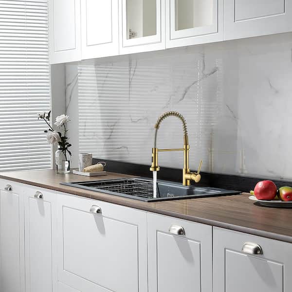 Tahanbath Single-Handle Pull Down Sprayer Kitchen Faucet, High-Arc