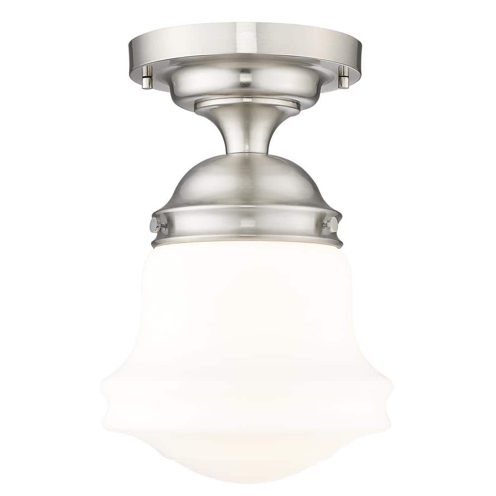 Vaughn 10.5 In. Brushed Nickel Flush Mount with Matte Opal Glass Shade with