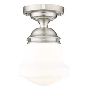 Vaughn 10.5 In. Brushed Nickel Flush Mount with Matte Opal Glass Shade with No Bulb Included