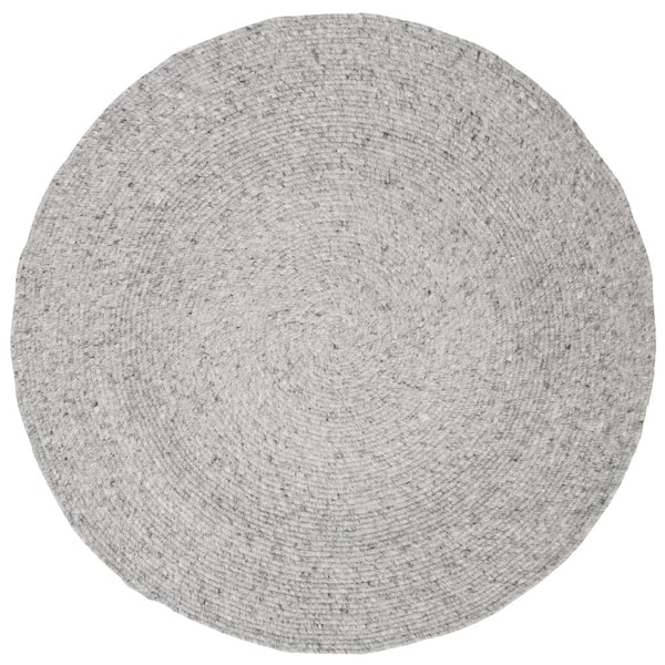 SAFAVIEH Braided Light Gray 5 ft. x 5 ft. Round Solid Speckled Area Rug
