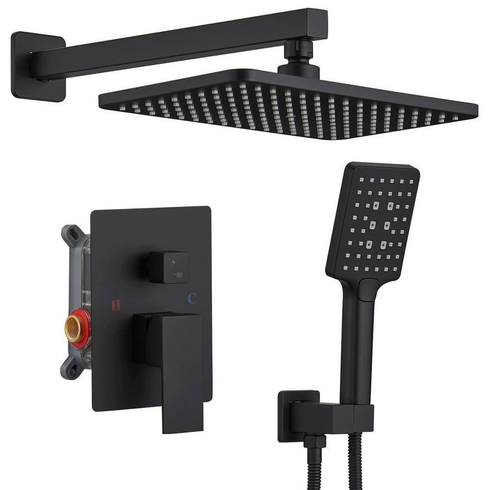 Single Handle 3-Spray Shower Faucet 1.8 GPM with Pressure Balance Brass Wall Mount Shower System wirh Valve Matte Black price history on PriceWatchPro