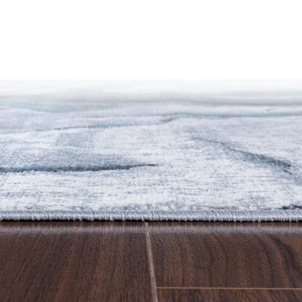 Abstract Wave Blue 5 ft. x 7 ft. Contemporary Area Rug