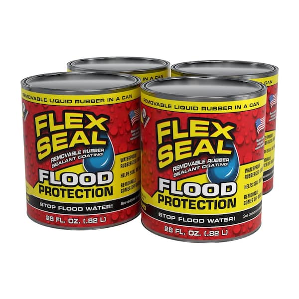 FLEX SEAL FAMILY OF PRODUCTS Flex Seal Flood Protection Liquid Rubber Sealant Spray Paint Coating 28 oz. (4-Pack) (Yellow)