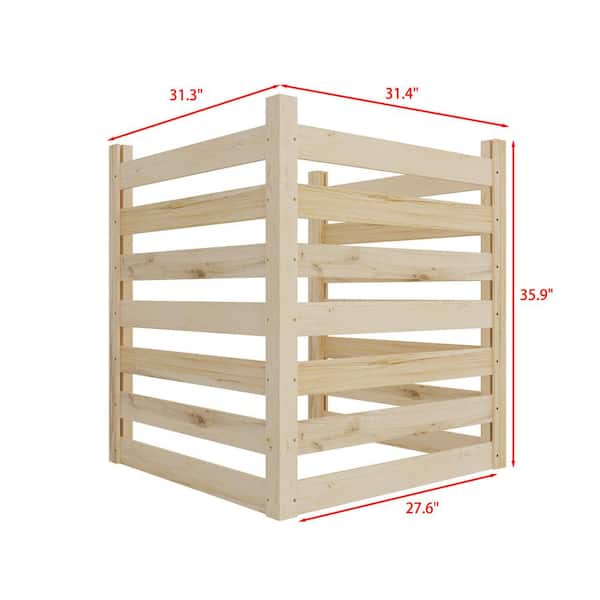 FUFU&GAGA 31.4 in. L x 35.9 in. H Outdoor Wood Privacy 3-Fence Panels Privacy Screen to Conceal Air Conditioning Units, Brown