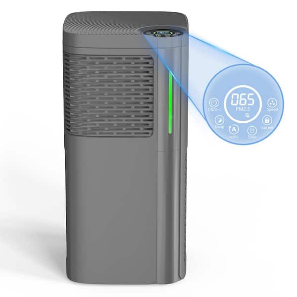 4000 sq. ft. HEPA-True Personal Console Air Purifier in Blacks, Activated Carbon, 99.97% Cleaner, 445CFM for Large Room