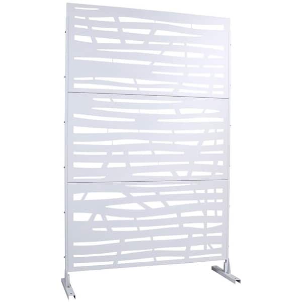 Miscool Anky 76 in. H x 48 in. W Steel Garden Fence, Metal Privacy Screens and Panels with Free Standing in White