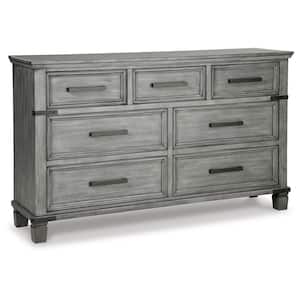 Gray 7-Drawer 66 in. Wide Dresser Without Mirror