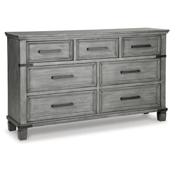 Benjara Gray 7-Drawer 66 in. Wide Dresser Without Mirror