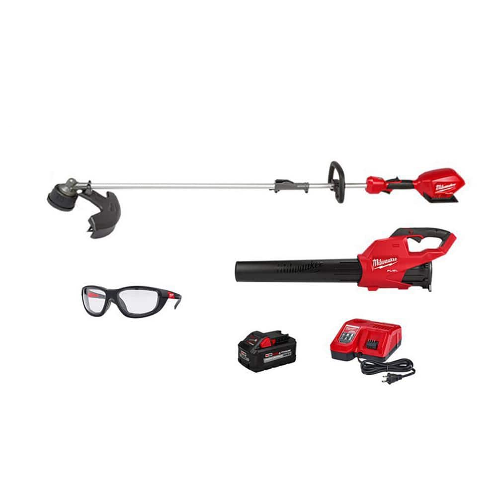 M18 FUEL 18V Lithium-Ion Brushless Cordless QUIK-LOK String Trimmer/Blower Combo Kit with Performance Safety Glasses -  Milwaukee, 3000-21-&-2040