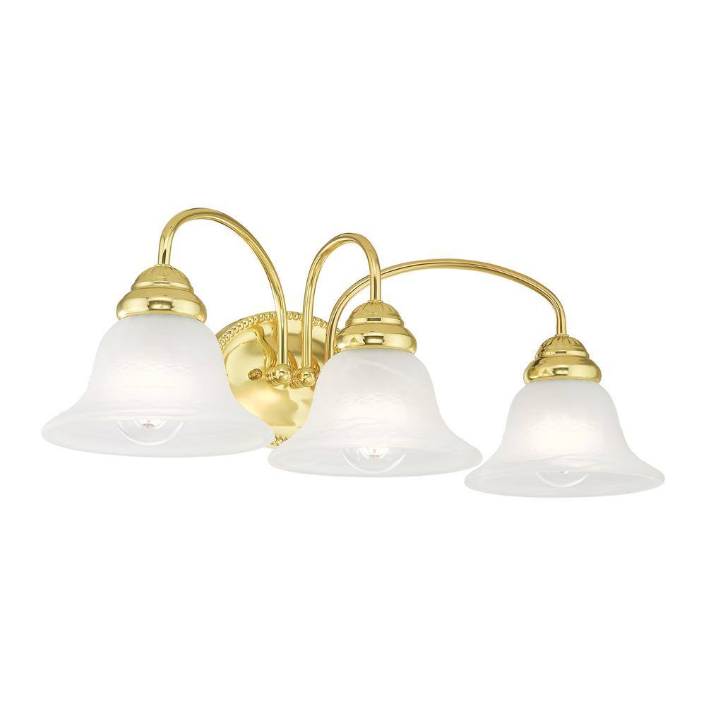 Polished Brass 3-Light Vanity with White Alabaster Glass