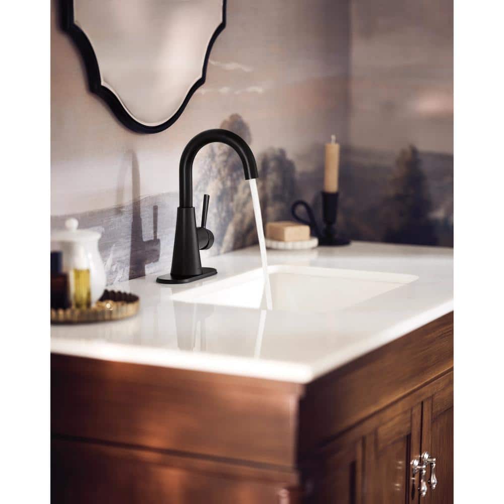 Matte Black Brass Single Handle Bathroom Faucet