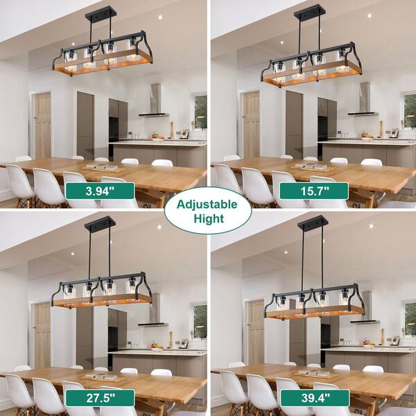 WILON Kitchen Island Lighting, 4-Light Dining Room Light Fixture With