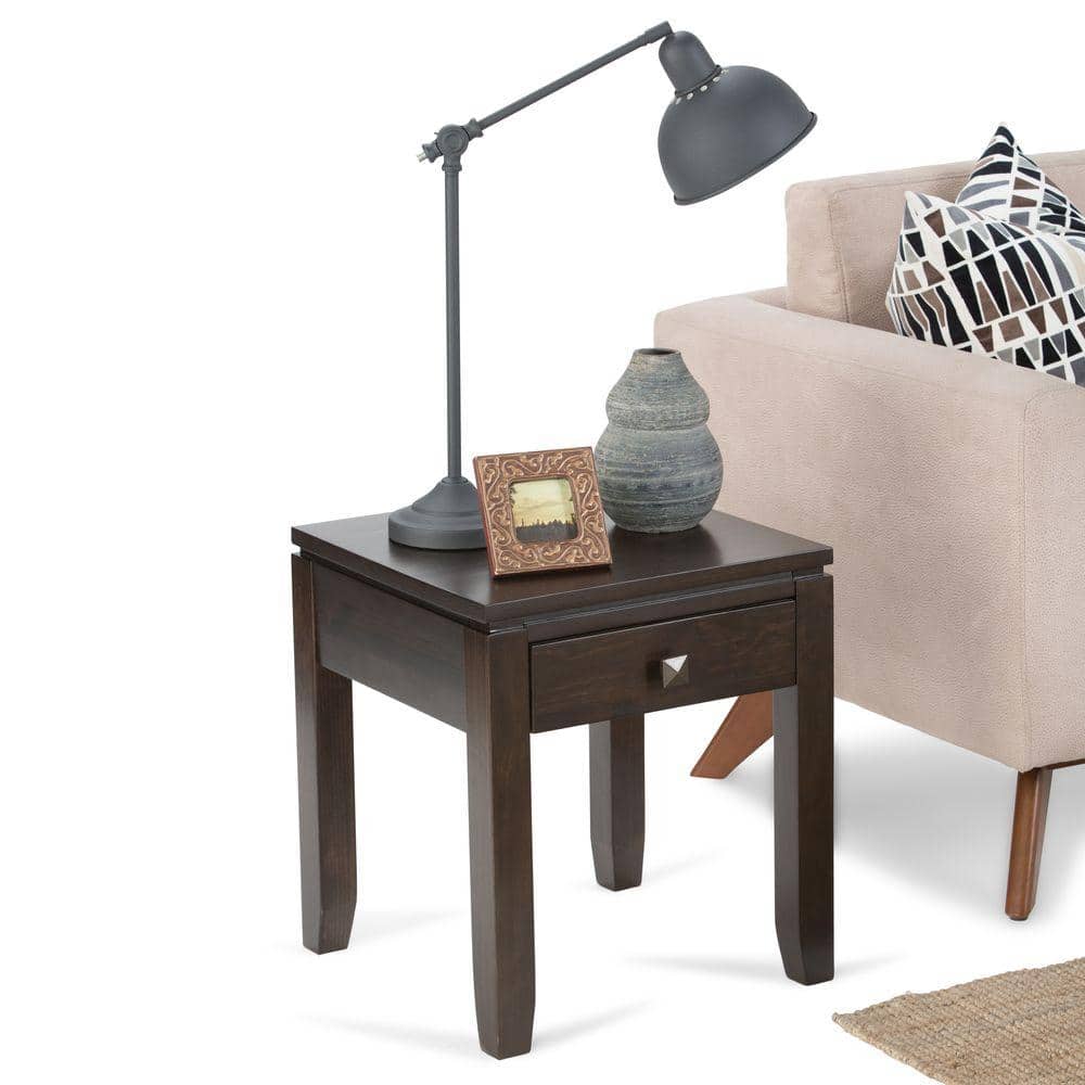 Cosmopolitan Compact Mahogany End Table with Storage Drawer
