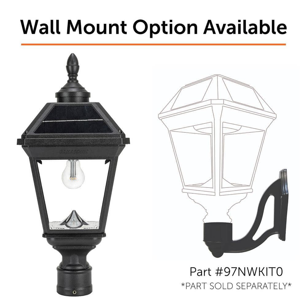 Imperial II Black Resin Solar LED Outdoor Lamp Post