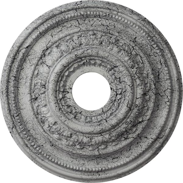 Ekena Millwork 1-7/8 in. x 17-5/8 in. x 17-5/8 in. Polyurethane Orleans Ceiling Medallion, Ultra Pure White Crackle