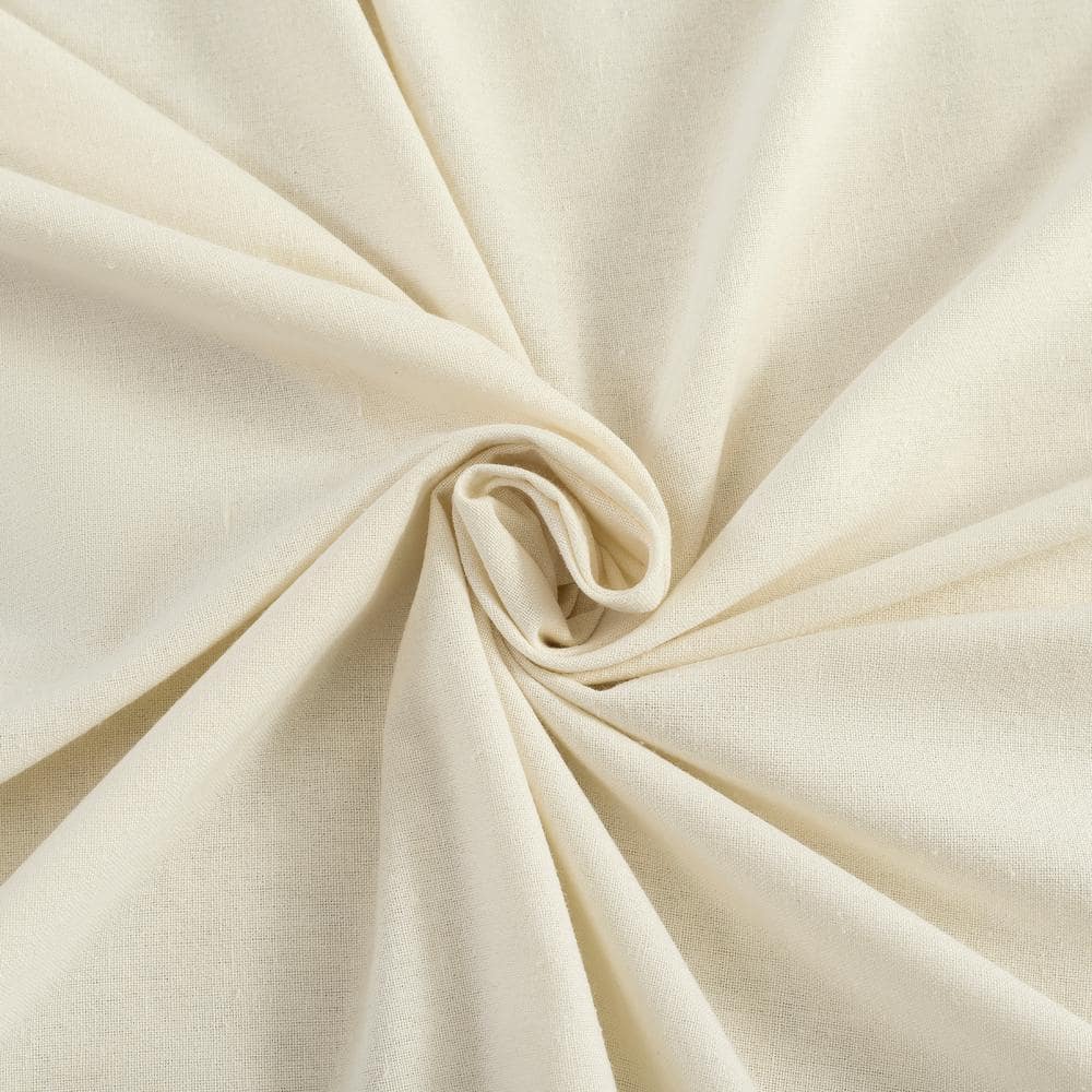Cream Cotton Blend Button Tab Top Sheer Curtain Panel 40" x 63"
